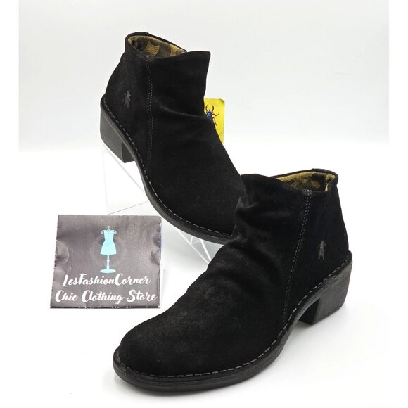 NWT Fly London Women's Black Suede Merk Ankle Bootie Size 8.5  (39) 2821 - Picture 5 of 15